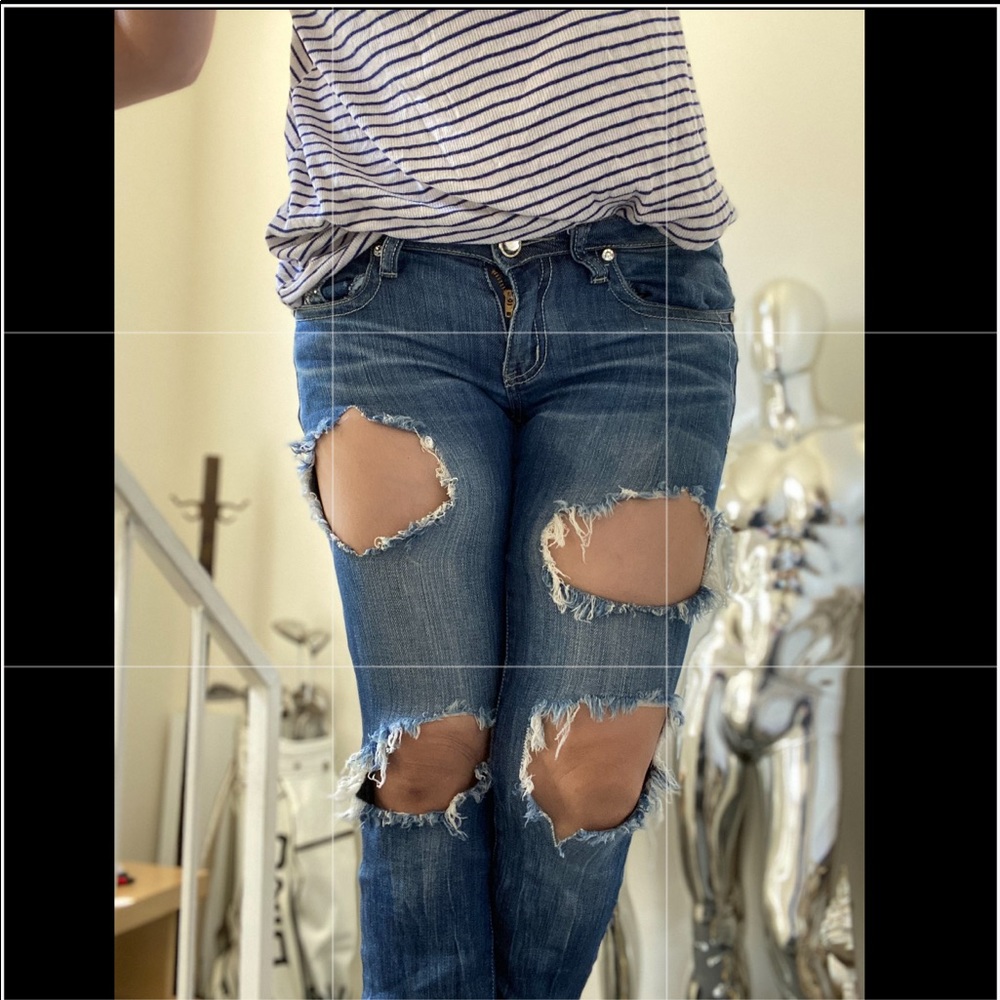 👖 Jeans Low waisted Ripped Bling - Picture 5 of 14